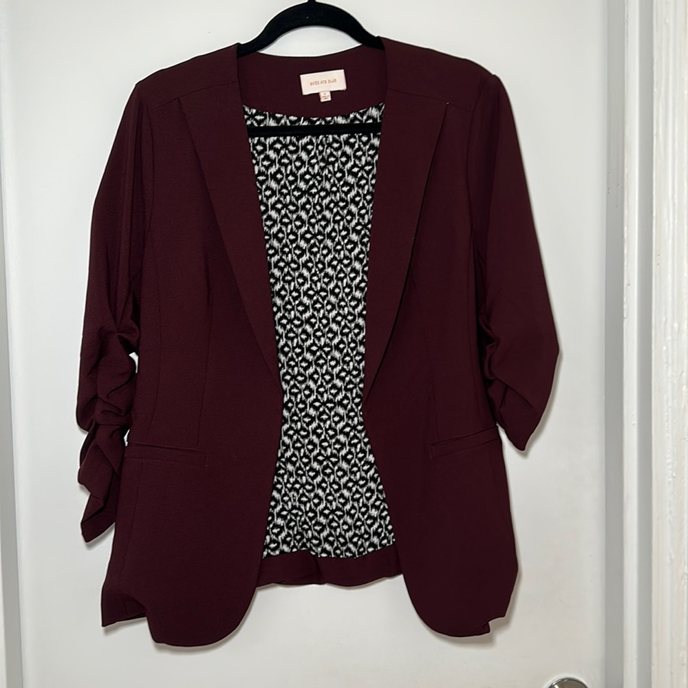 Skies Are Blue Lightweight Maroon blazer jacket size large work wardrobe